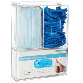 Distributeur Mural de Gants KOEMEHR en Acrylique - Support Triple pour Cuisine et Laboratoire