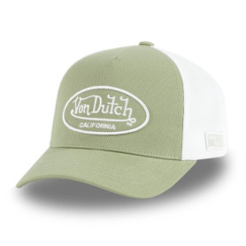 Casquette Trucker Ajustable Von Dutch pour Homme et Femme - Vert Kaki et Blanc