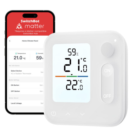 SwitchBot Panneau de Contrôle Climatique Intérieur avec Thermohygromètre