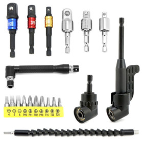 QWORK Jeu de 20 Outils de Vissage avec Renvoi d'Angle et Adaptateurs
