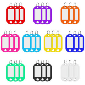 Porte Clés Inscriptibles Multicolores - 30 Étiquettes Réutilisables