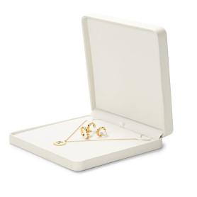 Oirlv Blanc PU Cuir Grande Boîte à Collier,Boite Cadeau Bijoux,Boite Bracelet Cadeau,pour La Saint Valentin,Anniversaire,Noël