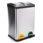 Poubelle à Pédale Tri Sélectif Inox 40L avec 2 Bacs Amovibles - Design Moderne
