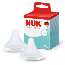 Tétines Anti-Coliques NUK Perfect Match pour Biberon - Lot de 2, Débit Moyen, Silicone