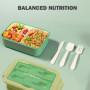Boîte à Déjeuner Bento Diboniur avec Couverts - 1400 ml - Vert