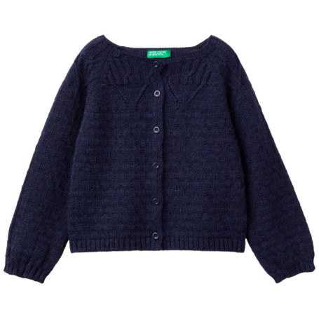Cardigan Fille à Col Rond United Colors of Benetton - Blu