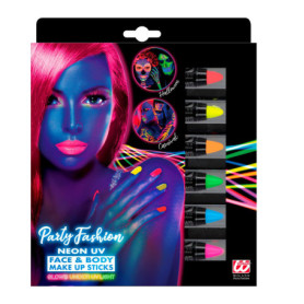 Kit de 6 Crayons de Maquillage UV Multicolores - Widmann