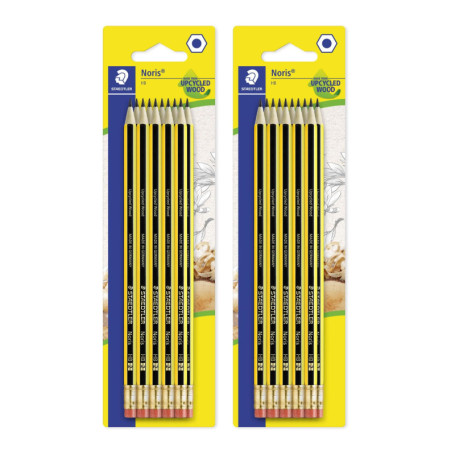 Set de 20 Crayons HB avec Gomme Intégrée - Staedtler Noris en Bois Recyclé