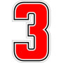 Autocollant Nombre de Course 3 Rouge pour Moto - 4R Quattroerre.it