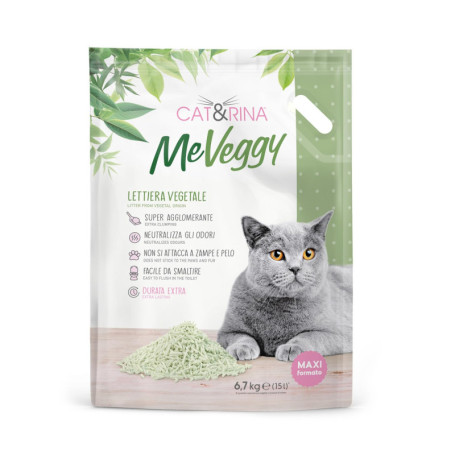 Litière Végétale MeVeggy pour Chats - 15L, Absorbante et Écologique
