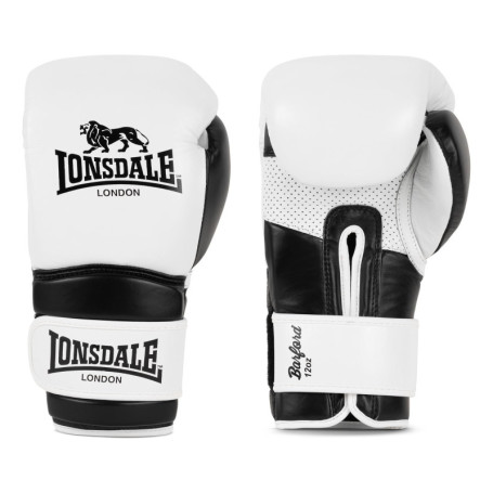 Gants de Boxe Lonsdale Barford en Cuir Blanc et Noir - 14 oz
