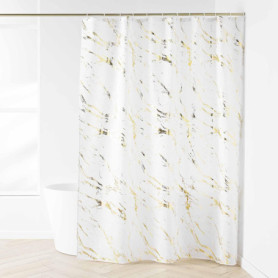 Rideau de Douche Aquamarbre Blanc et Or - Douceur d'Intérieur