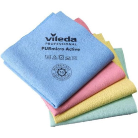 Lot de 4 Chiffons en Microfibre Vileda Professional PURmicro Colors - Nettoyage Efficace et Sans Rayures