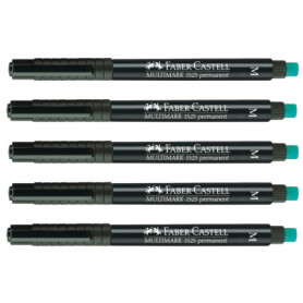 Faber-Castell Multimarker Permanent Noir - Lot de 5 Marqueurs Effaçables
