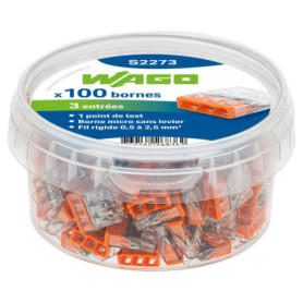WAGO Mini Bornes de Connexion Automatique 3 Fils - Pot de 100