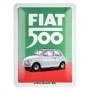 Plaque Vintage Fiat 500 - Décoration Rétro en Métal pour Passionnés de Voitures
