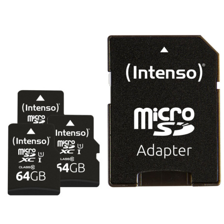 Intenso Premium microSDXC 64 Go - Lot de 3 Cartes Mémoire UHS-I