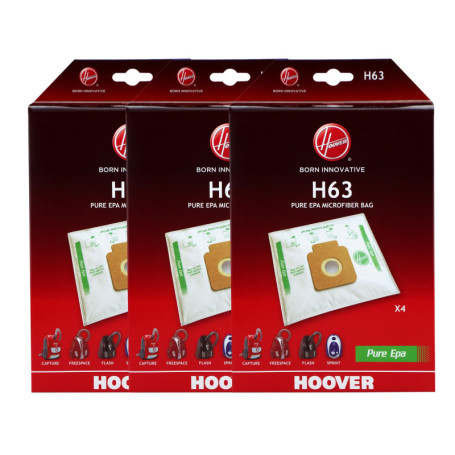 Sacs Aspirateurs Hoover H63 en Microfibre Pure EPA - Lot de 12