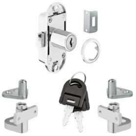 Serrure Espagnolette Vintage avec Clé Pliante - Kit Complet pour Meubles