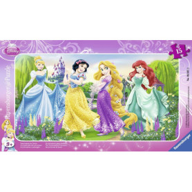 Puzzle Cadre Disney Princesses - La Promenade des Princesses - 15 pièces pour Enfants