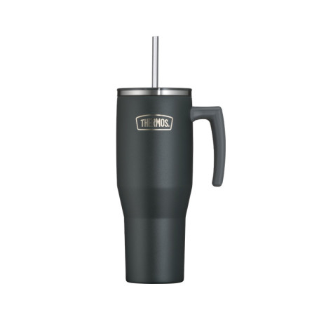 Gobelet Isotherme THERMOS REFRESHING - 1,1 L Noir Mat avec Paille et Poignée