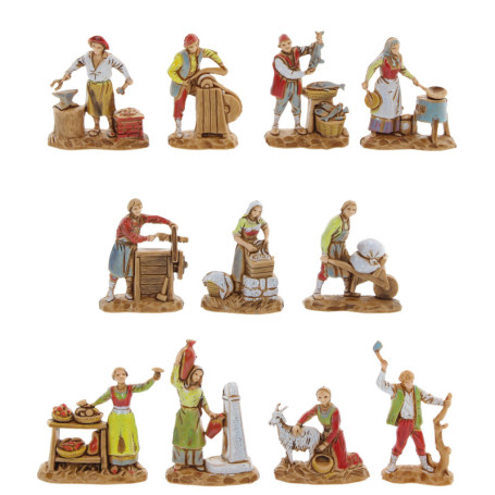 Ensemble de 11 Figurines Métiers Moranduzzo pour Crèche - Finition Artisanale