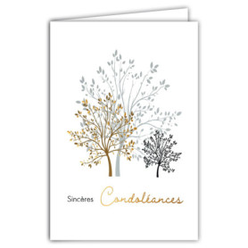 Carte de Condoléances Élégante avec Illustration d'Arbre Cuivré - Format 12x17,5cm