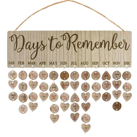 Calendrier Mural en Bois pour Anniversaires - Décoration Familiale Pratique