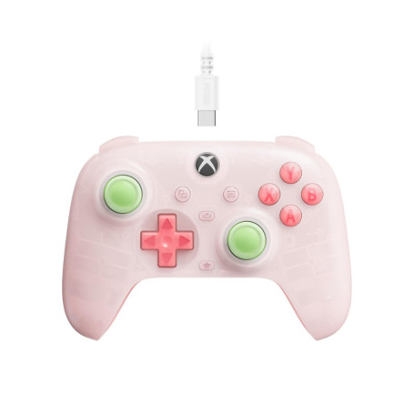 Manette 8BitDo Ultimate Mini Filaire pour Xbox - Rose Translucide avec Éclairage RGB