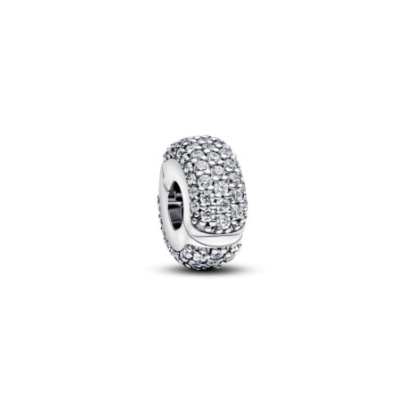 Breloque à clip en argent sterling PANDORA Moments avec zircone