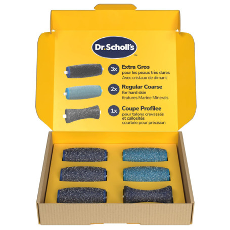 Pack de 6 Rouleaux de Remplacement pour Râpe Électrique Dr. Scholl's - Exfoliation Efficace des Pieds