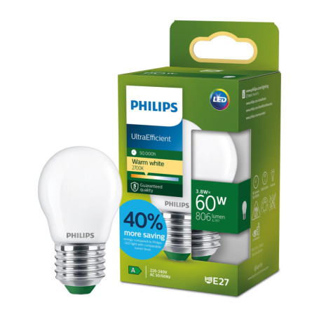 Ampoule LED Philips UltraEfficient E27 60W Équivalent Blanc Chaud