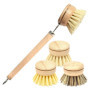 Brosse à Vaisselle Écologique en Sisal - 4 Pièces en Bambou pour un Nettoyage Efficace