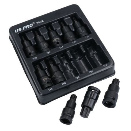 Ensemble de 10 douilles Torx mâles à choc AB Tools T20-T70