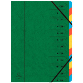 Trieur Exacompta 12 Compartiments A4 Vert avec Élastiques