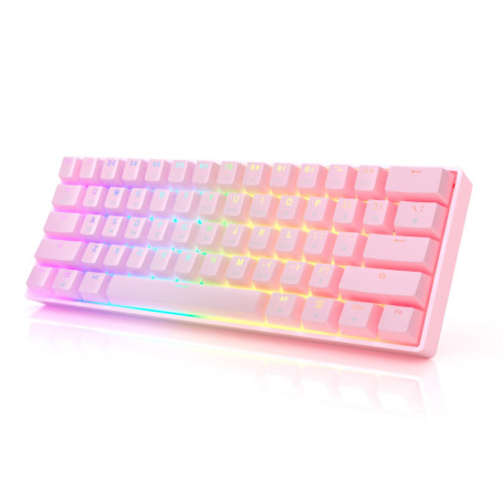 Clavier Mécanique HK GAMING GK61 RGB 60% - Switchs Optiques Bleus - Prism Pink