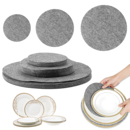 Ensemble de Séparateurs d'Assiettes en Feutre - 24 Pièces pour Vaisselle