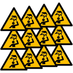 Autocollant Avertissement Triangle Becral - 12 Pièces en Polyester Jaune et Noir