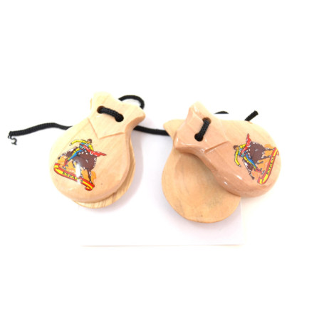 Petites Castagnettes en Bois de Pin Naturel - 6 cm