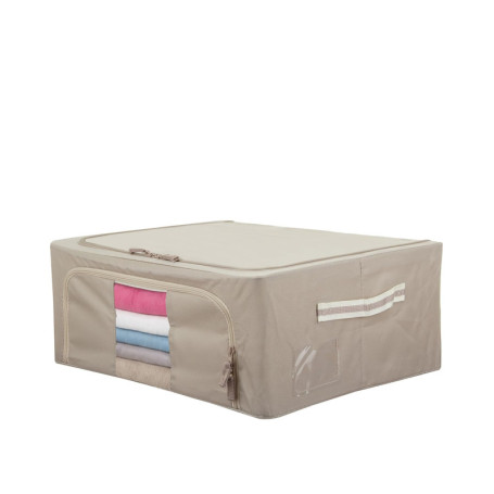 Boîte de rangement taupe avec double fermeture éclair - 50x40x20 cm