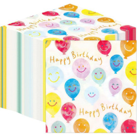 Lot de 100 Serviettes en Papier Happy Birthday Smiley - Talking Tables