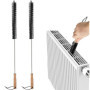 Set de 2 Brosses de Nettoyage pour Radiateurs - 75 cm avec Manche en Bois