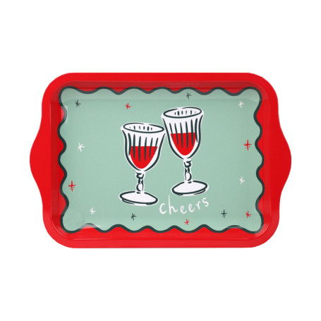 Petit Plateau de Service de Noël Rouge 24 cm - Talking Tables