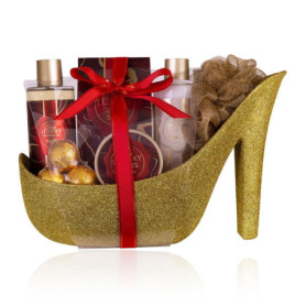 Coffret de Bain Accentra Body Luxury avec Pompes Dorées et Parfum Orchidée