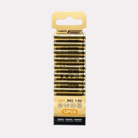 Lot de 12 Piles AAA Carbone-Zinc 1,5 V pour Appareils Électroniques