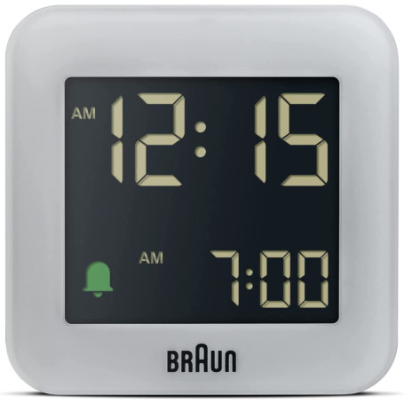 Réveil Numérique de Voyage Braun BC08G - Fonction Snooze et Écran LCD