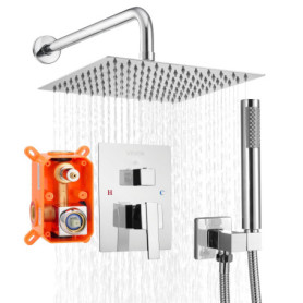 Ensemble de Douche VEVOR avec Pommeau Carré et Douchette à Main