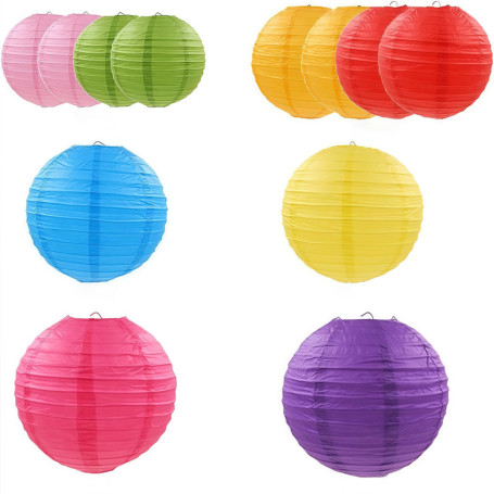 Lot de 12 Lanternes en Papier Colorées pour Décoration de Fête