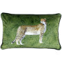 Coussin Paoletti Riva Cheetah - Design Jungle Vert en Velours - 30x50 cm