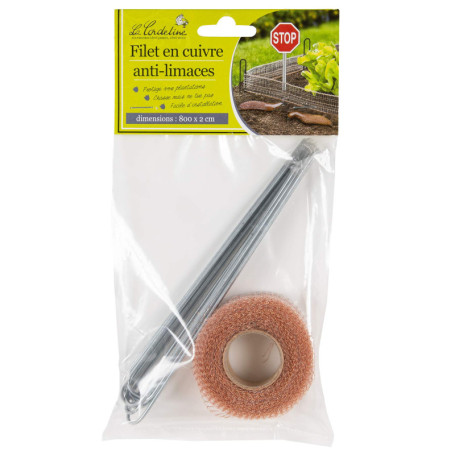 Barrière Anti-Limaces en Cuivre 2cm x 8M avec Piquets Métal - La Cordeline